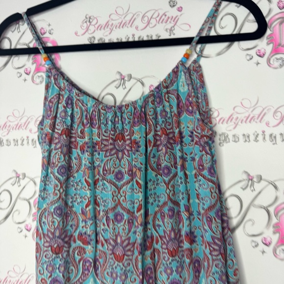 Jumper pants flowy one piece suit Bohemian Paisley Spaghetti Strap Dress - Picture 7 of 11